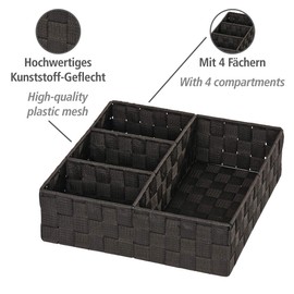Wenko Organizer Adria - storage box, 4 compartments, 32 x 10 x 32 cm, black