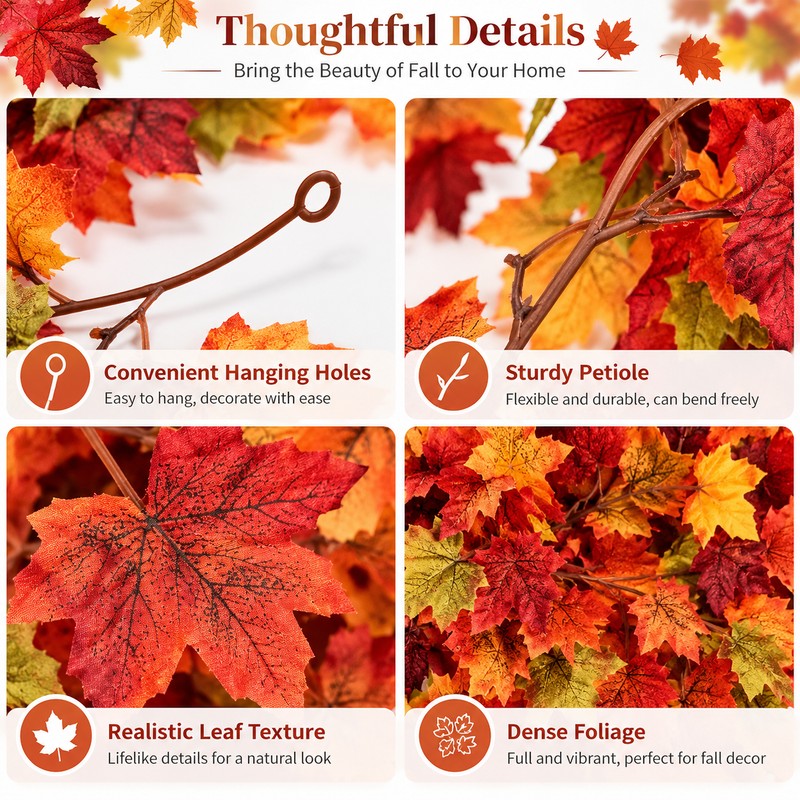 Artificial Maple Leaf Garland for Fall Decorating – Autumn Vine