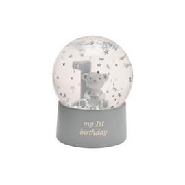 Bambino My First Birthday Waterball – Blue Baby Boy Snow Globe Keepsake | Glitter-Filled Bday Gift with Bear Figurine & “My 1st Birthday” Base | Nursery Ornament for Boys
