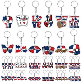 Kigeli 36 Pcs Dominican Republic Acrylic Keychains Flag Souvenirs Bulk