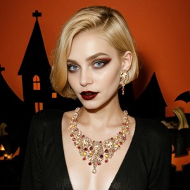 EVER FAITH Austrian Crystal Vintage Style Cross Pirate Skull Necklace Earrings Set Brown