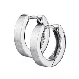 NKlaus 4786 Pair of 925 Sterling Silver Hinged Hoop Earrings Matt Shiny 13 x 3 mm Tarnish Resistant, Sterling Silver