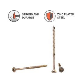 Pack of 50 Yellow Galvanised Steel 4.5 x 80 mm Wood Screws Torx Head Type 17 Countersunk Chipboard Screws (50, 4.5 x 80 mm)