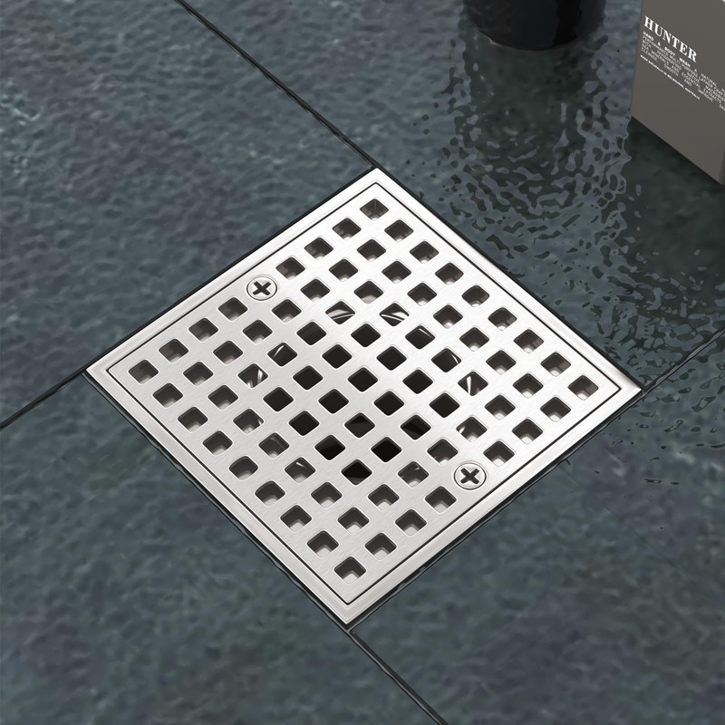 Yaseingoo 4 Inch Square Shower Drian with Flange-SUS 304 Stainless