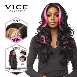 Sensationnel Vice Lace Front Wigs - Vice Unit 18 5 inch Deep part synthetic wig preplucked hairline frontal with babyhair – VICE Unit 18 (1B OFFBLACK)