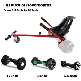 Hoverboard Go Kart Seat Attachment Accessories for Kids Adults, Hoverboard Buggy Attachment with Adjustable Frame for Girls Boys, Transform Hoverboard into a Go Cart, Gift Idea for All Ages, Red