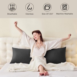 DOWNSTORIA Body Pillow Cover, Ultra Soft Microfiber Long Pillowcase, Envelope Closure Large Pillow Cases 20x54 inch (Black)