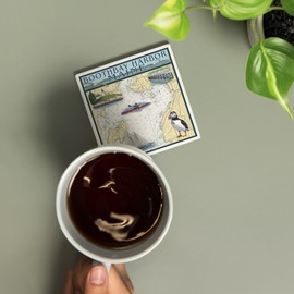 Boothbay Harbor, Maine, Nautical Chart (Absorbent Ceramic Coaster, Single, Cork Back, Kitchen Table Decor)