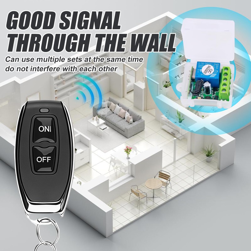 WIYETY 12 V Wireless Remote Control Switch: Wireless Relay, 433