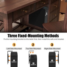 HARDROCK Biometric Slider Gun Safe for Handgun,Hidden Fingerprint Gun Safe Box for Home Nightstand Desk Bedside,Wall Mounted Lock Quickly Access Sliding Door Pistol safes,PIN Code Key