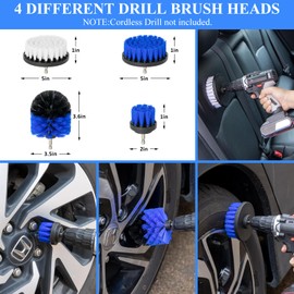 AUTODECO 31Pcs Car Detailing Brush Set, Car Detailing Kit, Auto Detailing Drill Brush Set, Car Detailing Brushes, Car Wash Cleaning Tools Kit for Interior, Exterior, Wheels, Blue