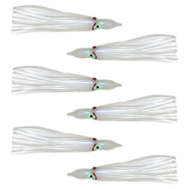 Hazal White Hoochie Skirts 3-1/2" – Squid Skirts & Trolling Lures for Saltwater & Freshwater Fishing – Soft Plastic Fishing Tackle (Pack of 40)