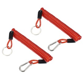 PATIKIL 5 ft Breakaway Trailer Cable,2 Pcs Trailer Brake Away Cable Safety Cable Straps Spring Towing Coiled Wire with Clip for RV Trailer Emergency Breakaway Switch, Red