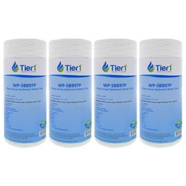 Tier1 0.5 Micron 10 Inch x 4.5 Inch | 4-Pack String Wound Polypropylene Whole House Sediment Water Filter Replacement Cartridge | Compatible with Pentek 355212-43, WP.5BB97P, Home Water Filter