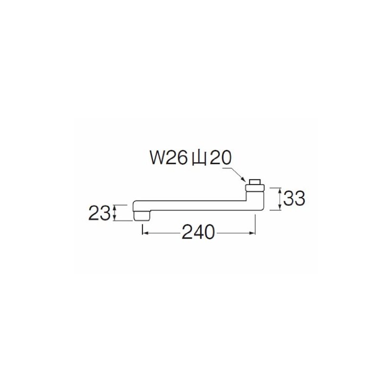 SANEI MA1110-61X2-16 Square Water Spout Pipe Length 9.4 inches (240