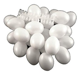 BUDILA 50 white Plastic eggs 6cm high and 50 Hanger to design yourself e.g. Marbling