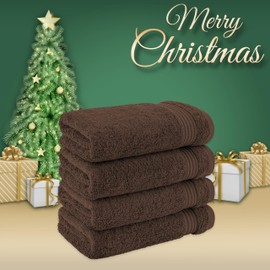 American Veteran Towel, Hand Towels for Bathroom Set of 4, 100% Cotton Turkish Hand Towel Sets Clearance Prime, Soft DryingHand Face Towels, Brown Hand Towels