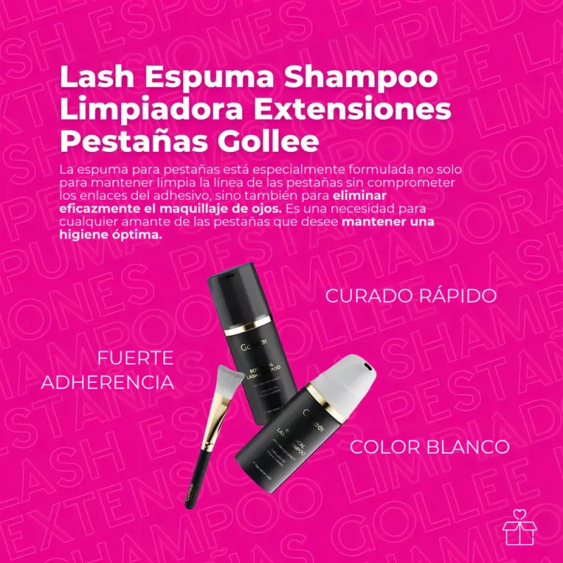 Lash Shampoo Espuma Gollee Limpieza Extensiones Pestañas 100ml Hipoalergénico