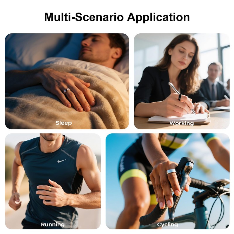 Vic Ring, Ultra-Light Titanium Smart Ring, 7-Day Battery Life, Fitness/Sleep/Stress