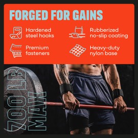 Mava Sports Heavy Duty Weightlifting Hand Grip Power Hooks with Wrist Straps for Pull-ups and Deadlifts Weight Lifting Hooks for Men and Women, Ideal for Power Weightlifting and Gym Workouts
