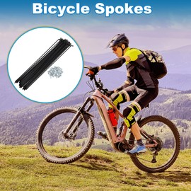 A ABSOPRO Bicycle Spokes 12G 257mm Length Bike Wheel Spokes Carbon Steel Black 1 Set