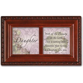 Cottage Garden Daughter Nothing More Beautiful Woodgrain Rope Trim Jewelry Music Box Plays You Light Up My Life