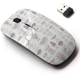 CJCBROES 2.4G Wireless Mouse with Cute Pattern Design for All Laptops and Desktops with Nano Receiver - Edible Mushrooms