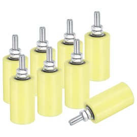 uxcell 8Pcs Slide Gate Guide Roller, 3" Nylon Rollers Gate Support Assembly, Universal Sealed Ball Bearing Rolling Gate Guider for Sliding Door, Yellow