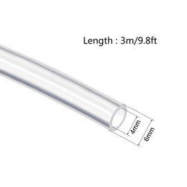 Yesallwas 4mm(0.15") x 6mm(0.23") 10ft Silicone Tube Flexible Silicone Rubber Tubing Water Air Hose Pipe for Pump Transfer