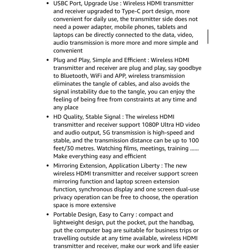 Braidol Wireless HDMI Transmitter and Receiver, Upgrade Type-C 3.1 Port