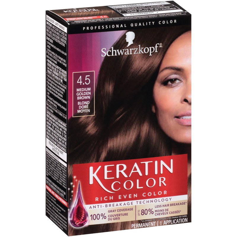Schwarzkopf Keratin Color Permanent Hair Color Cream, 4.5 Medium Golden