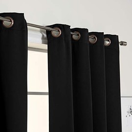 Best Home Fashion Basic Thermal Insulated Blackout Curtains - Antique Bronze Grommet Top - Black - 52" W x 84" L â (Set of 2 Panels)