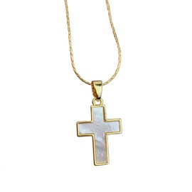 Mother of Pearl Cross Necklace Crucifix Religious Miraculous Medal Choker,Faith Necklace