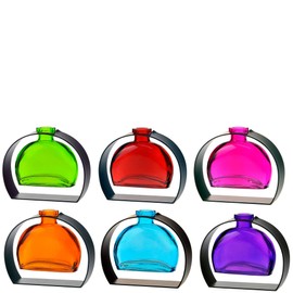 Couronne Company M246-200-09 Fiji Recycled Glass Vase & Arched Metal Stand, Aqua, 5", 1 Piece