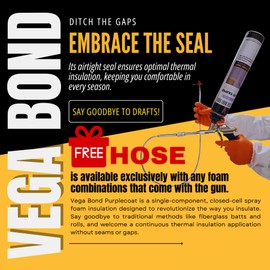 Vega Bond SF001 1-Pack with Gun and Cleaner, Premium Single Component, Self Expanding, Purplecoat Closed Cell Insulation Spray Foam, Acoustic Spray (20 Board Feet Coverage)