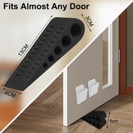 HOTUT Pack of 2 Door Stop, Door Stoppers for Floor, Anti-Skid Durable Rubber Door Stops Indoors, Heavy Duty Door Stop Wedge, Rubber Doorstop Wedge Ideal for All Types of Surfaces, Black Door Wedges