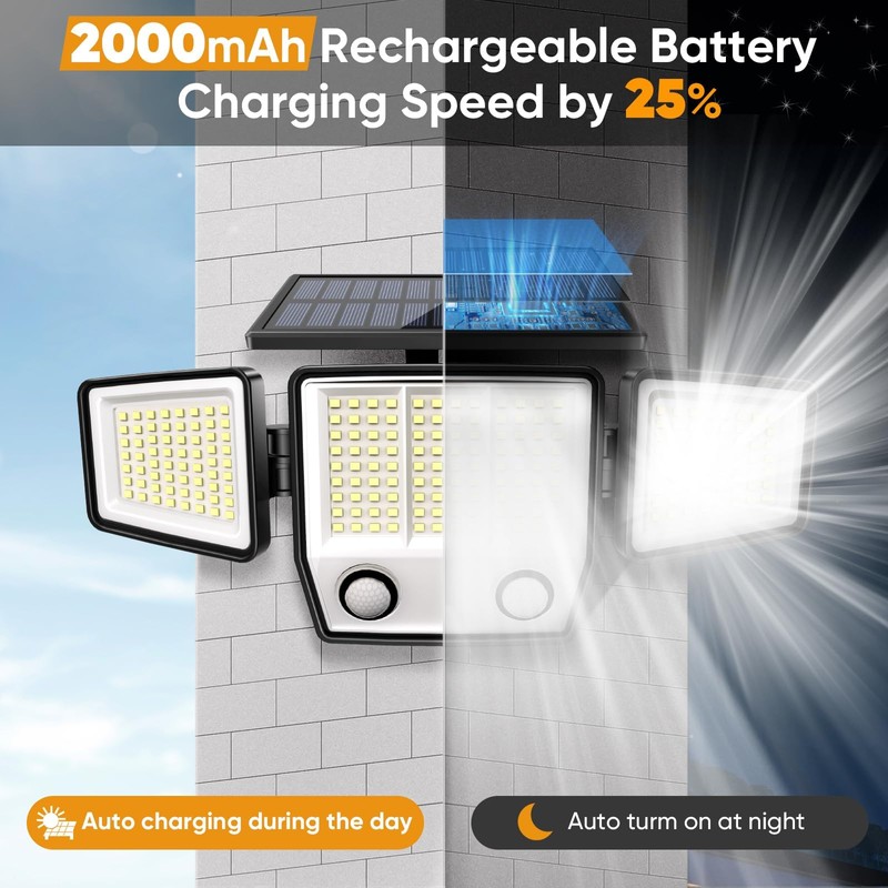 Solar Motion Sensor Outdoor Lights - 3000LM 236LEDs Outdoor Motion