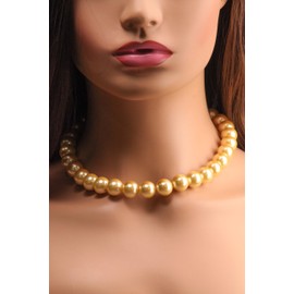 Golden Yellow South Sea Shell Pearl 14mm Large High Luster Statement Necklace with Strong Magnetic Ball Clasp Necklace, Bridal, Gift for Her (18")