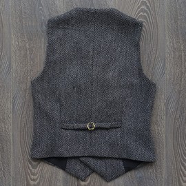 Men's Vintage Suit Vest Double Breasted Wool Tweed Vest for Wedding Groomsmen, gray