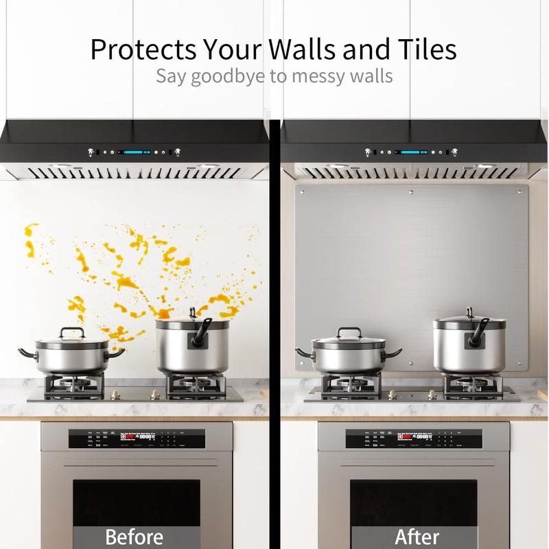 IKTCH 24 x 30 Inch Stainless Steel Backsplash, Stove Backsplash