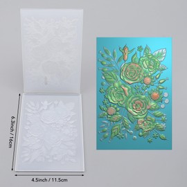 BAOFALI 3D Embossing Folder for Card Making,Rose Garden Clear Plastic Texture Fades Embossing Folder Template for Scrapbooking and Other Paper Craft Album Stamps DIY Decoration 6.3" L x 4.5" W