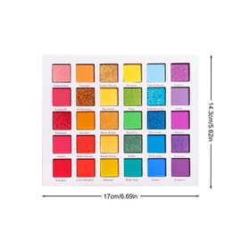 Eyeshadow Palette, Eyeshadow Palette with 30 Shades, Colourful Eyeshadow Palette, Shimmering Eyeshadow Palette, Matte and Glittering Eyeshadow Palettes, Rainbow Colour Board Eyeshadow Palette