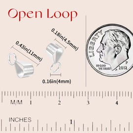 OHINGLT - Fianzas de plata de ley 925 para colgantes con lazo abierto, ganchos de joyería para colgantes, conectores deslizantes para collares y joyas, fabricado en Italia (5 unidades)