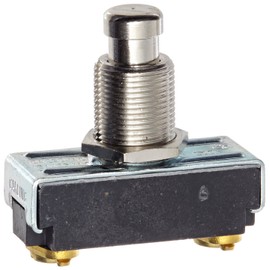 NSI 76080PS Push Button Switch, On Off Circuit Function, SPST N.C, Brass/Nickel Actuator, 15/10 amps at 125/250 VAC
