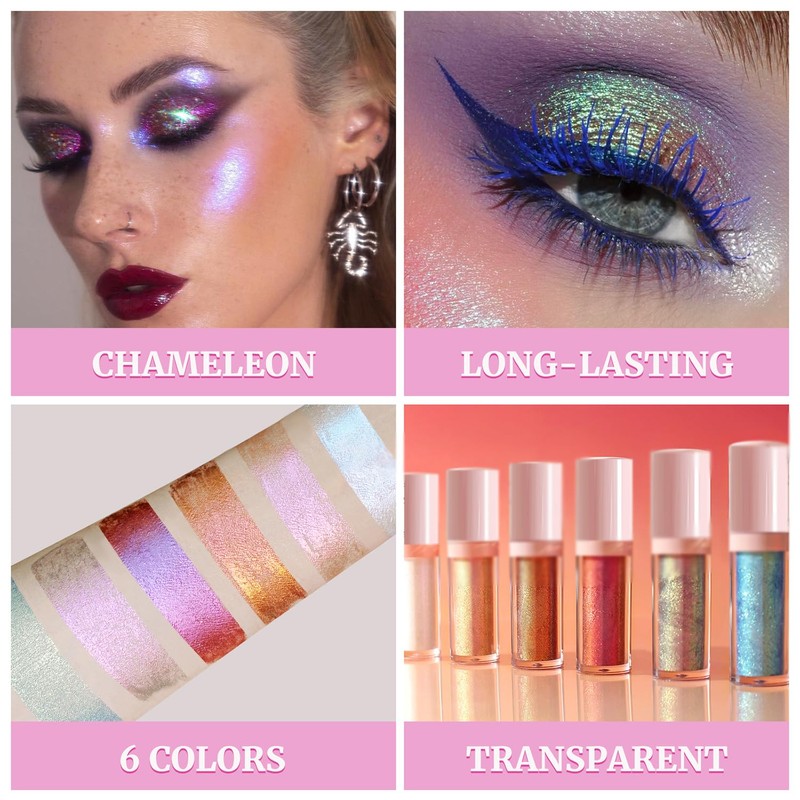 Glitter Eyeshadow Stick with Iridescent Shine, Metallic Liquid Eyeshadow, Chameleon