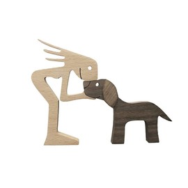 Grehge y Cat Wooden Carving Ornaments Natural Solid Wood Pet Dog Family Crafts Sculpture Decorations Crafts Home Office Desktop(Y178-1)