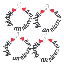 Gatuida 4pcs Happy Anniversary Banner Romantic Glitter Decorations for Wedding Celebrations Love Heart Bunting Garland Stylish Party Supplies for Unforgettable Moments
