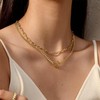 TseenYi Layered Chain Toggle Clasp Necklace Gold Layered Necklace Chunky