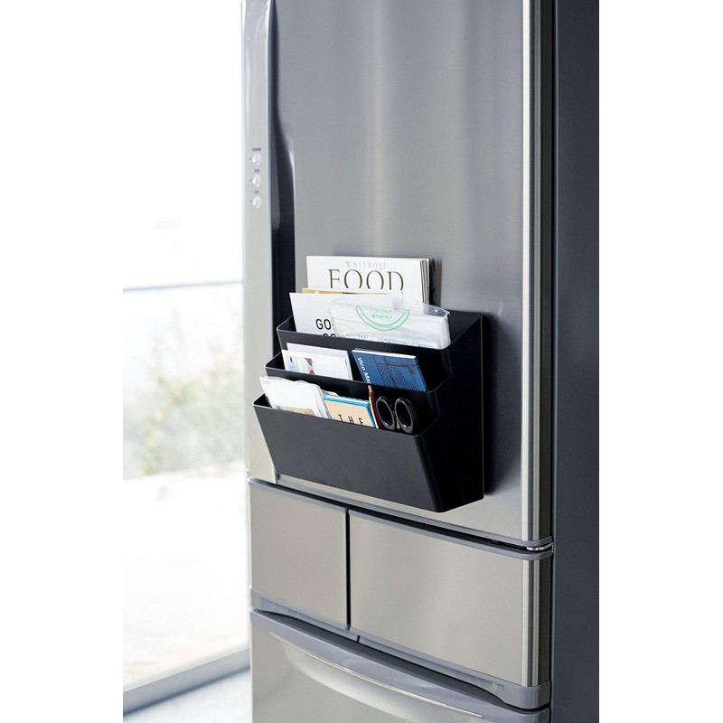 Yamazaki 4497 Tower Refrigerator Side Magnetic Storage Pocket, 3 Tiers,