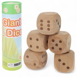 MIJOMA XL Holzwürfel 5er Set – 5,5 cm große Spielwürfel aus Holz – für Garten, Familie, Party & Würfelspiele – extra groß & robust – naturbelassenes Würfelspiel aus Holz